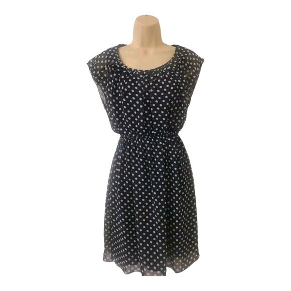 En Focus Studio Dresses & Skirts - Women's Dress Navy Polka Dot- Size 4 - Enfocus - Flowy And Beautifully Demure
